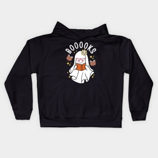 Halloween Booooks Cute Ghost Reading Books Women Girls Kids Hoodie